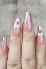 Uzun Takma Tırnak Seti 24'lü Desenli. Yapıştırıcı Ve Aksesuarlı. Coffin Simli Küt Takma Tırnak R758 - Görsel 5