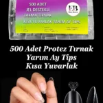 Yarım Ay Şekil Jel Tips Kısa Yuvarlak Takma Tırnak 500 Adet