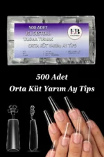 Yarım Ay Şekil Jel Tips Orta Küt Takma Tırnak 500 Adet