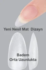 Orta Badem Jel Tips 100 Adet Protez Takma Tırnak Seti - Görsel 10