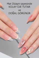 Orta Badem Jel Tips 100 Adet Protez Takma Tırnak Seti - Görsel 4