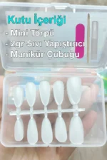 Orta Badem Jel Tips 100 Adet Protez Takma Tırnak Seti - Görsel 6