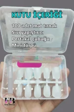 Çok Kısa Takma Tırnak Seti Küt 100 Adet Jel Tips - Görsel 5