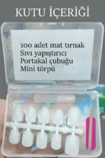 Kısa Kare Takma Tırnak Seti Jel Tips 100 Adet - Görsel 7