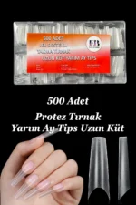 Yarım Ay Şekil Jel Tips Uzun Küt Takma Tırnak 500 Adet