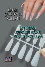 Uzun Küt Jel Takma Tırnak Seti 100 Adet Jel Tips - Görsel 10