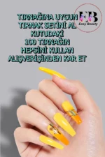 Uzun Küt Jel Takma Tırnak Seti 100 Adet Jel Tips - Görsel 7