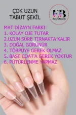 Uzun Küt Jel Takma Tırnak Seti 100 Adet Jel Tips