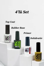 UNO 4'lü Set Protez Tırnak Hazırlık Seti Primer Dehidratör Rubber Base UNO Nail Prep - Görsel 3