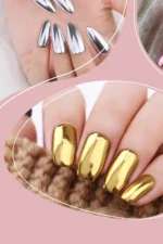 6 Adet Krom Tozu - Ayna Tozu - Gold ve Silver - Altın ve Gümüş Nail Art Tozu - Görsel 3