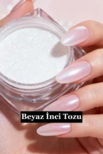 6 Adet İnci Tozu Holografik Beyaz İnci Tozu Set Nail Art Tozu Tırnak Süsleme - Görsel 4