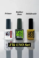UNO 3'lü Set Protez Tırnak Hazırlık Seti Primer Dehidratör Rubber Base UNO Nail Prep